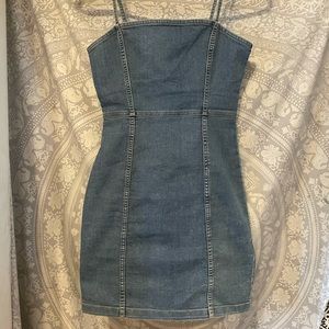 Jean Mini Dress with Zipper Back Thin Strap